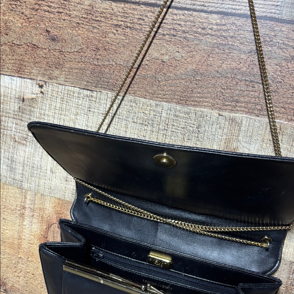 Vintage Givenchy Black Leather Clutch Crossbody Bag with Gold Chain - Picture 16 of 16